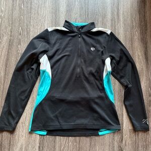 Pearl Izumi | Black, White, and Blue Women's Quarter-Zip Long Sleeve Bike Top